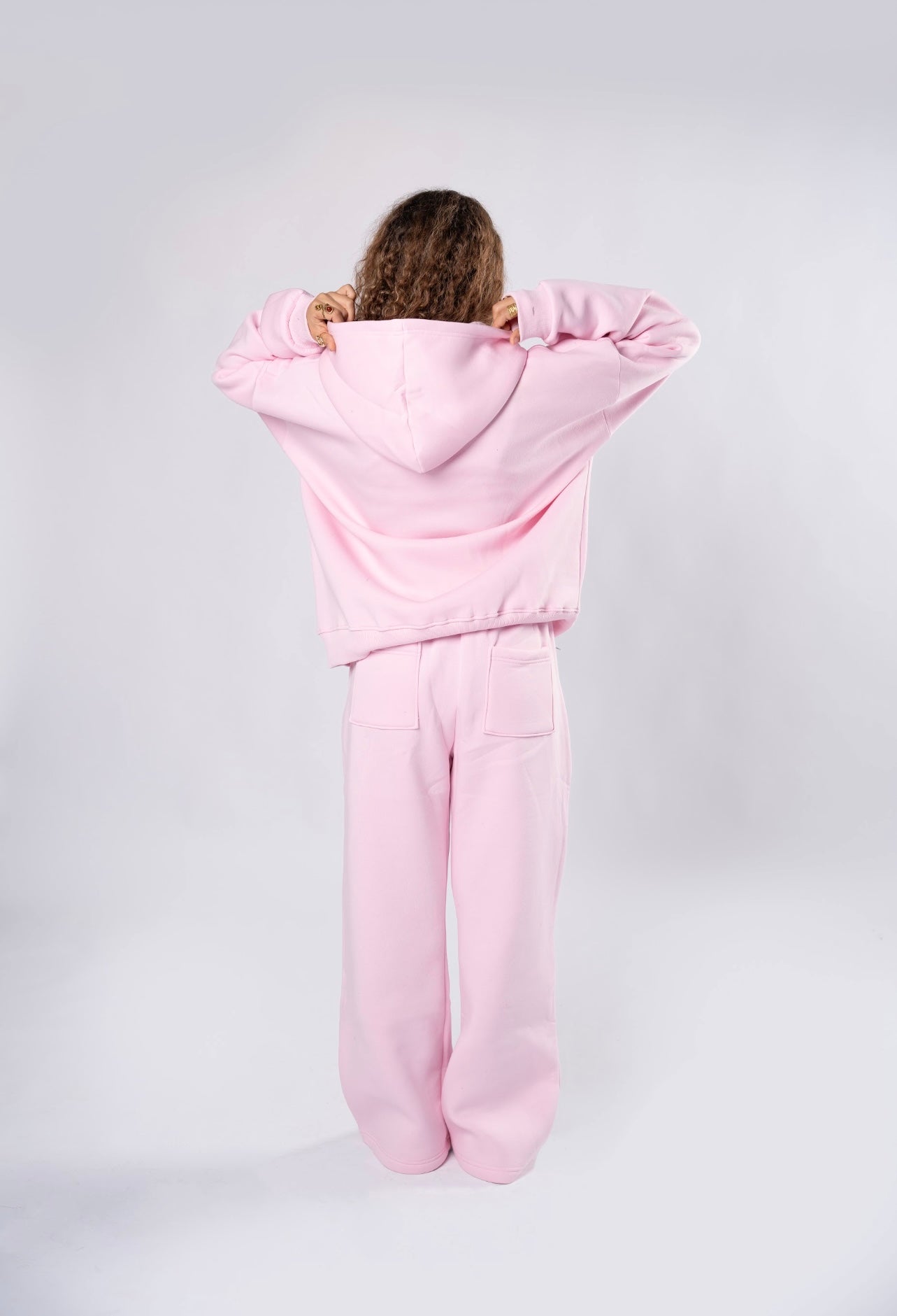Double zipper set baby pink