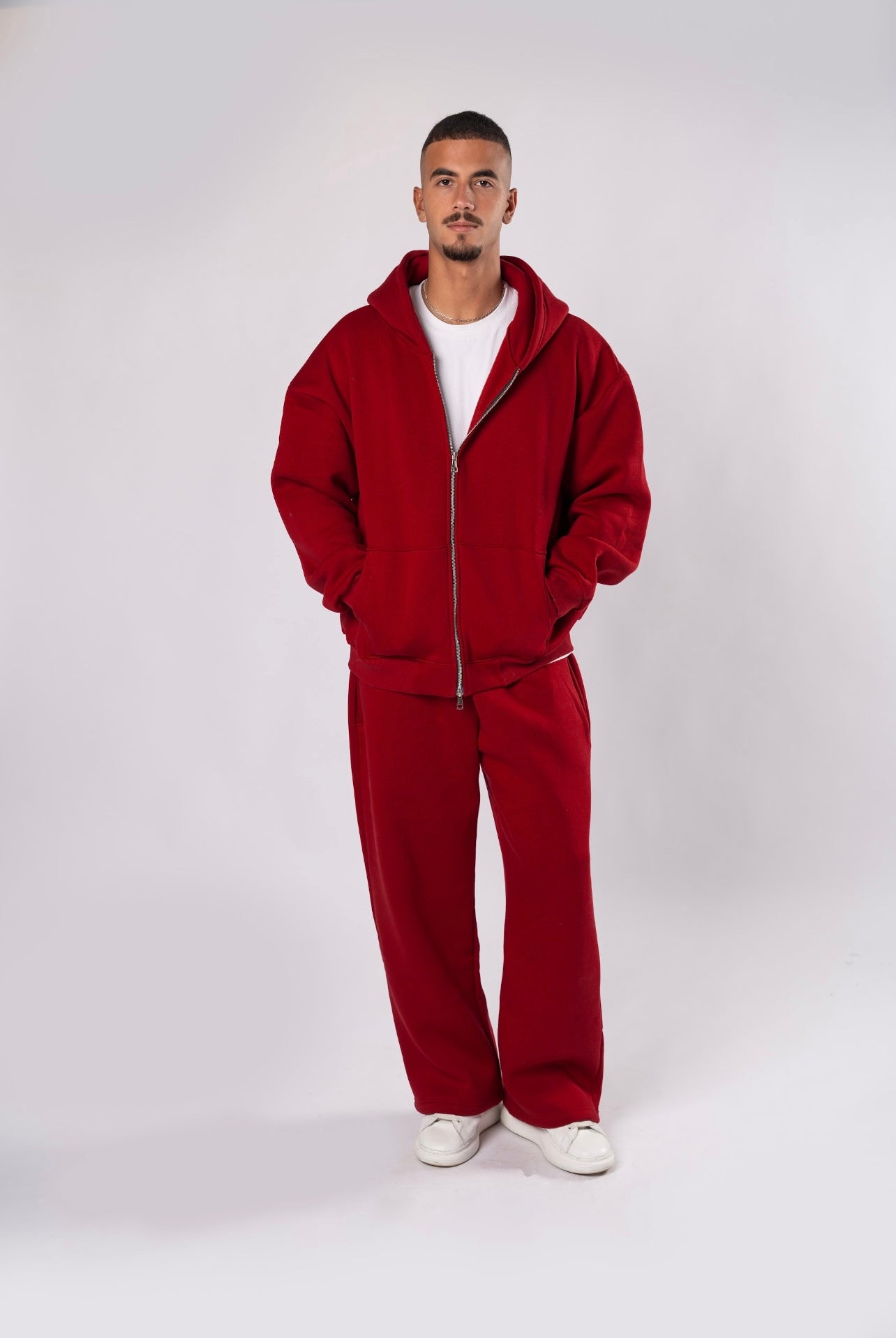 Double zipper set burgundy