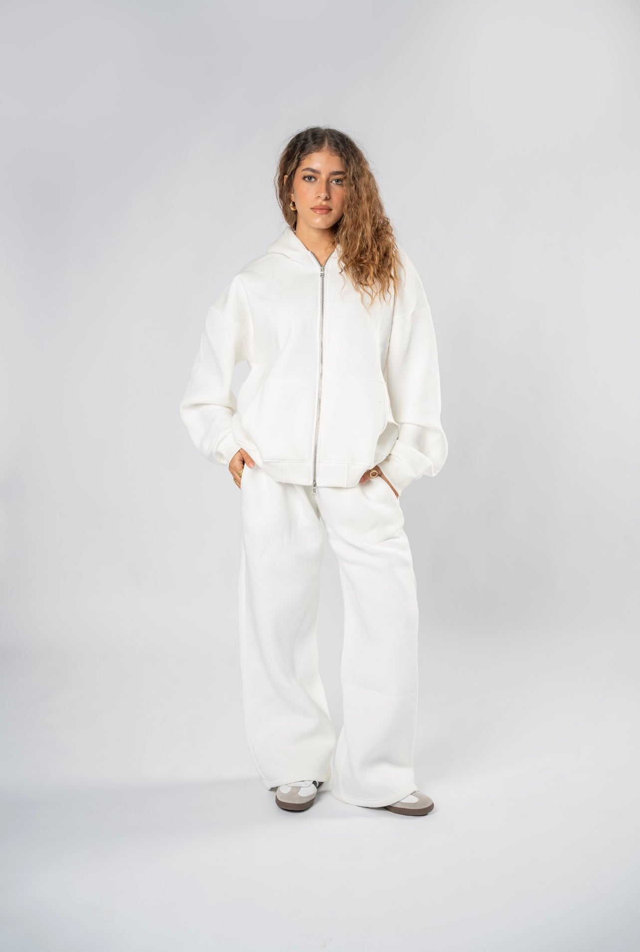 Double zipper set white
