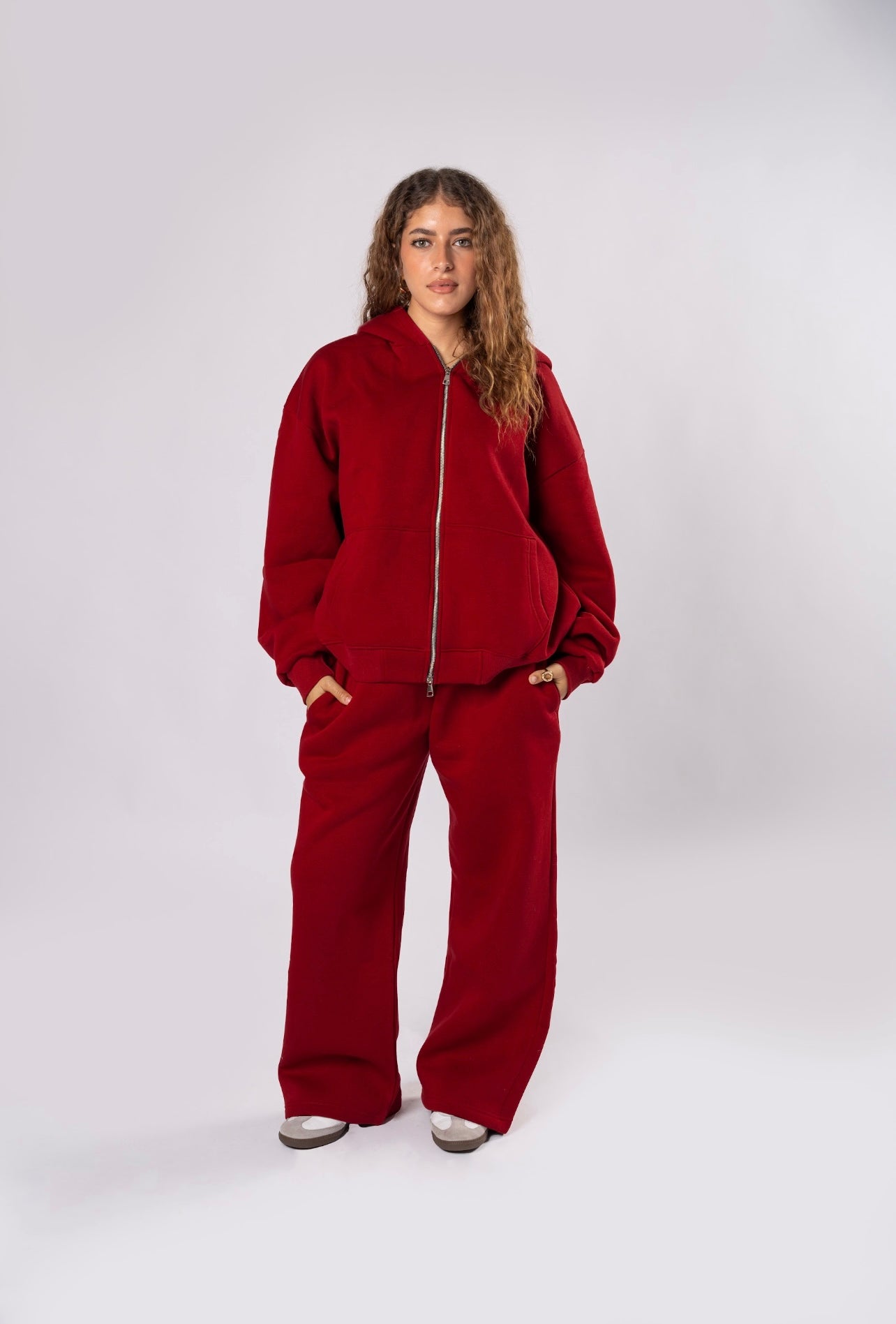 Double zipper set burgundy