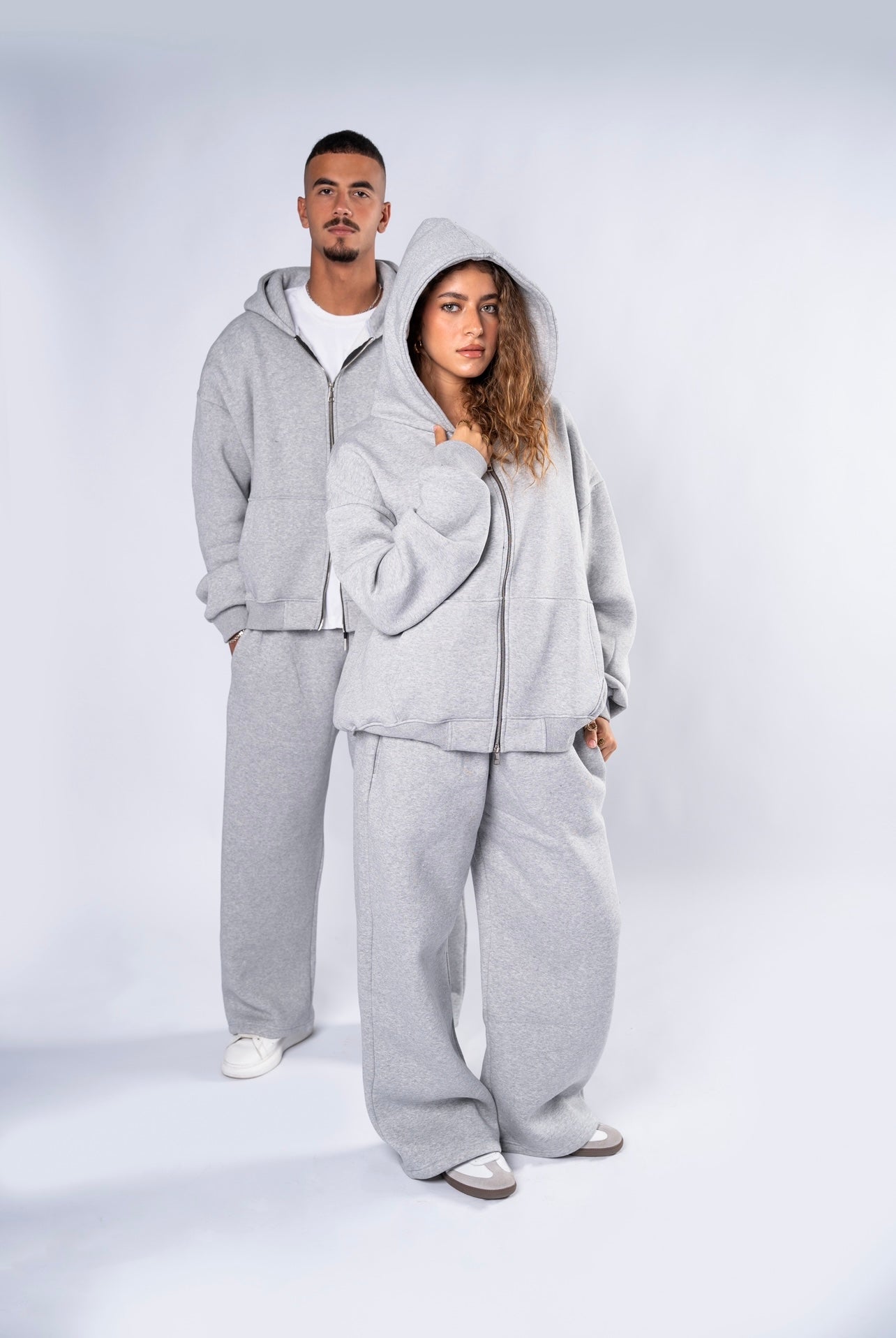 Double zipper set light grey