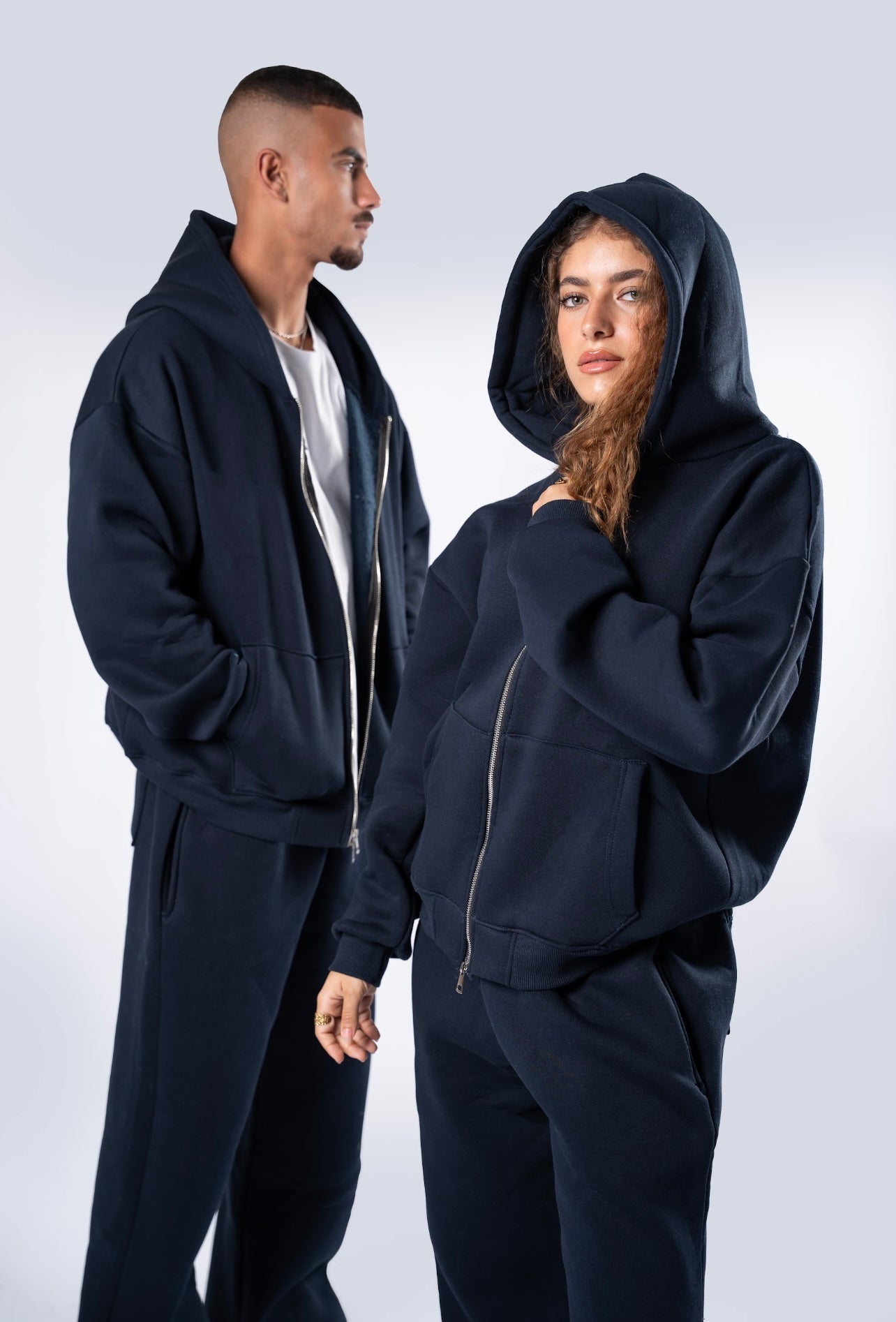 Double zipper set navy
