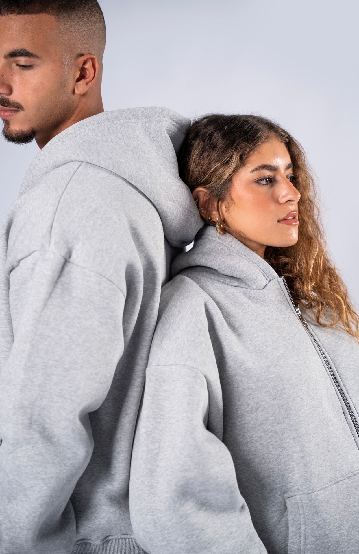 Double zipper set light grey