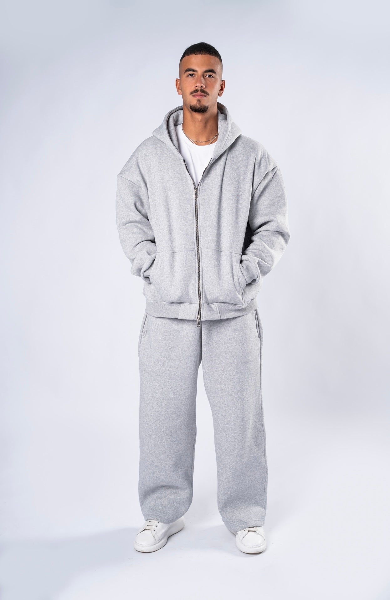 Double zipper set light grey