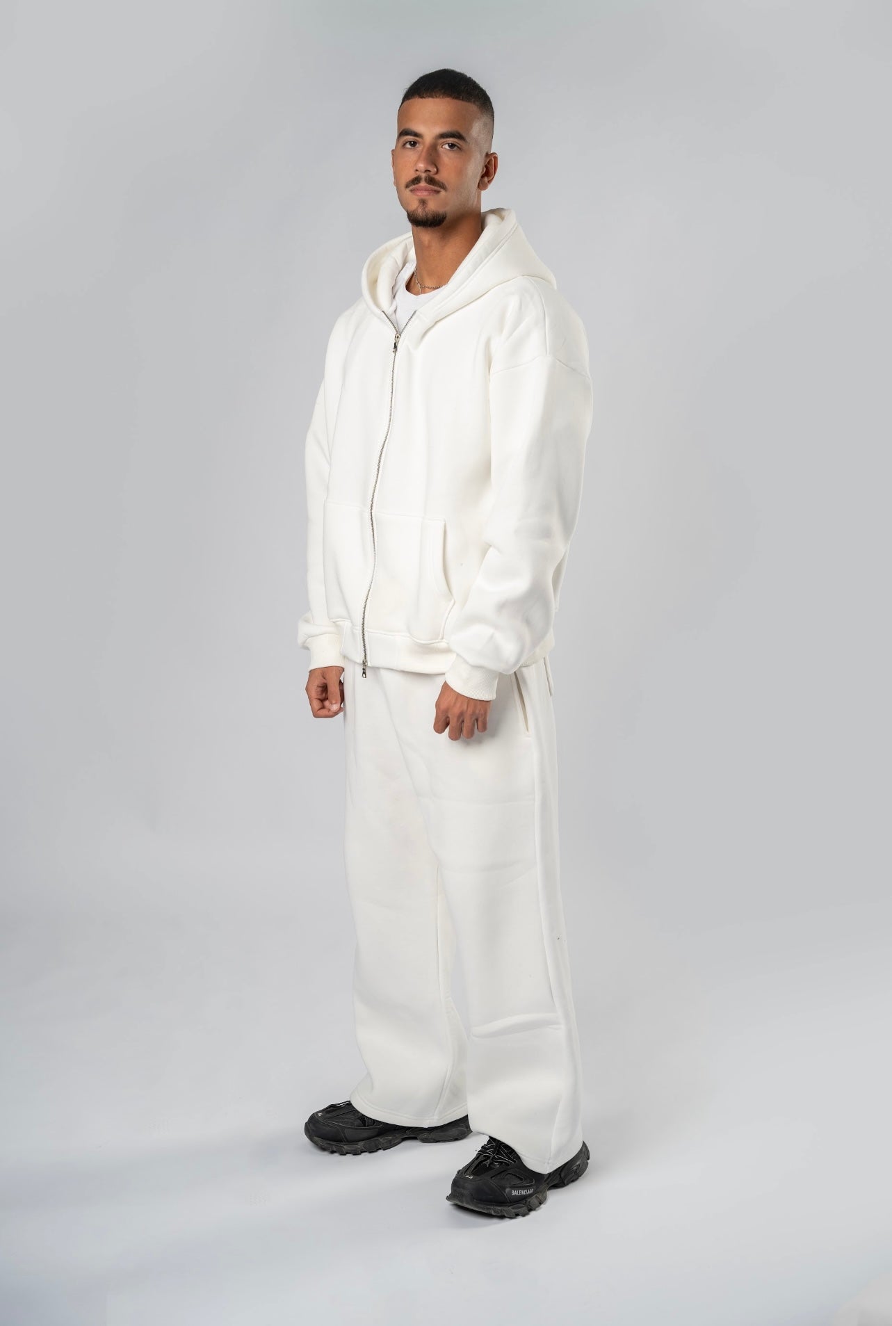Double zipper set white