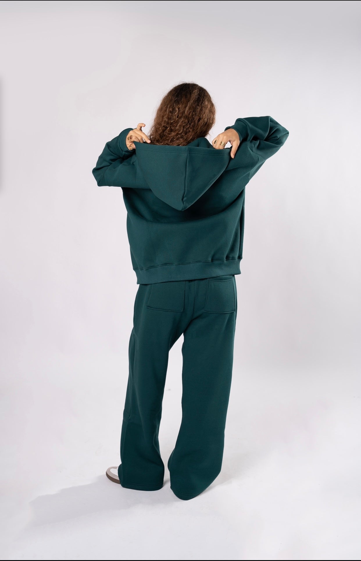 Double zipper set dark green