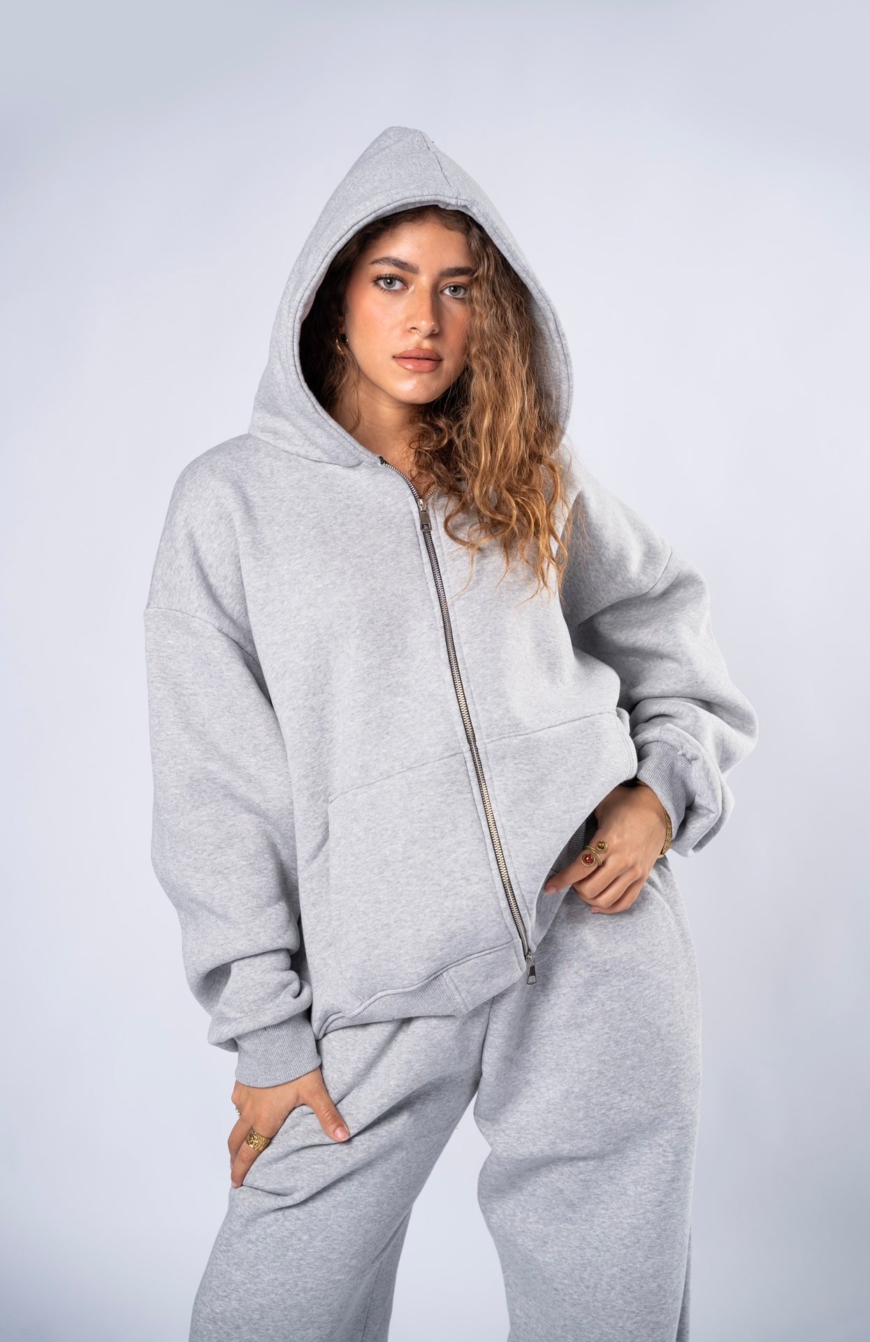 Double zipper set light grey