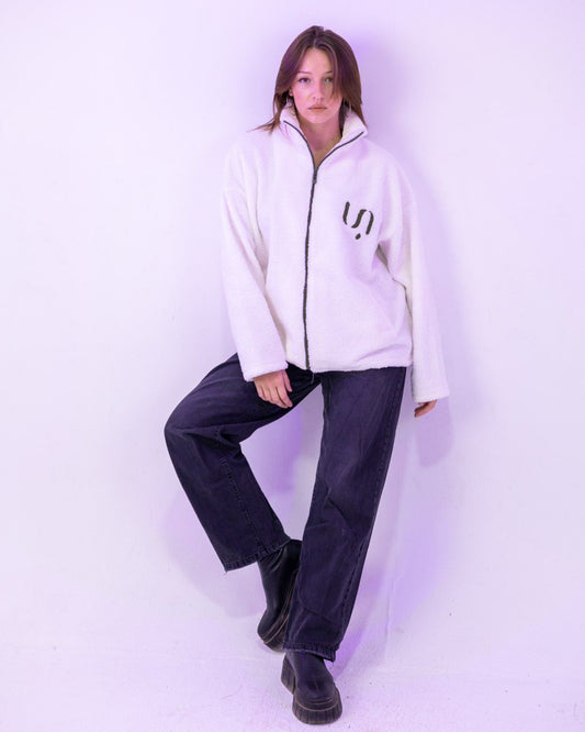 WhiteXOlivegreen Fleece Jacket