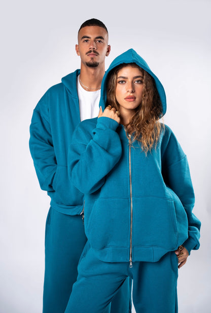 Double zipper set teal