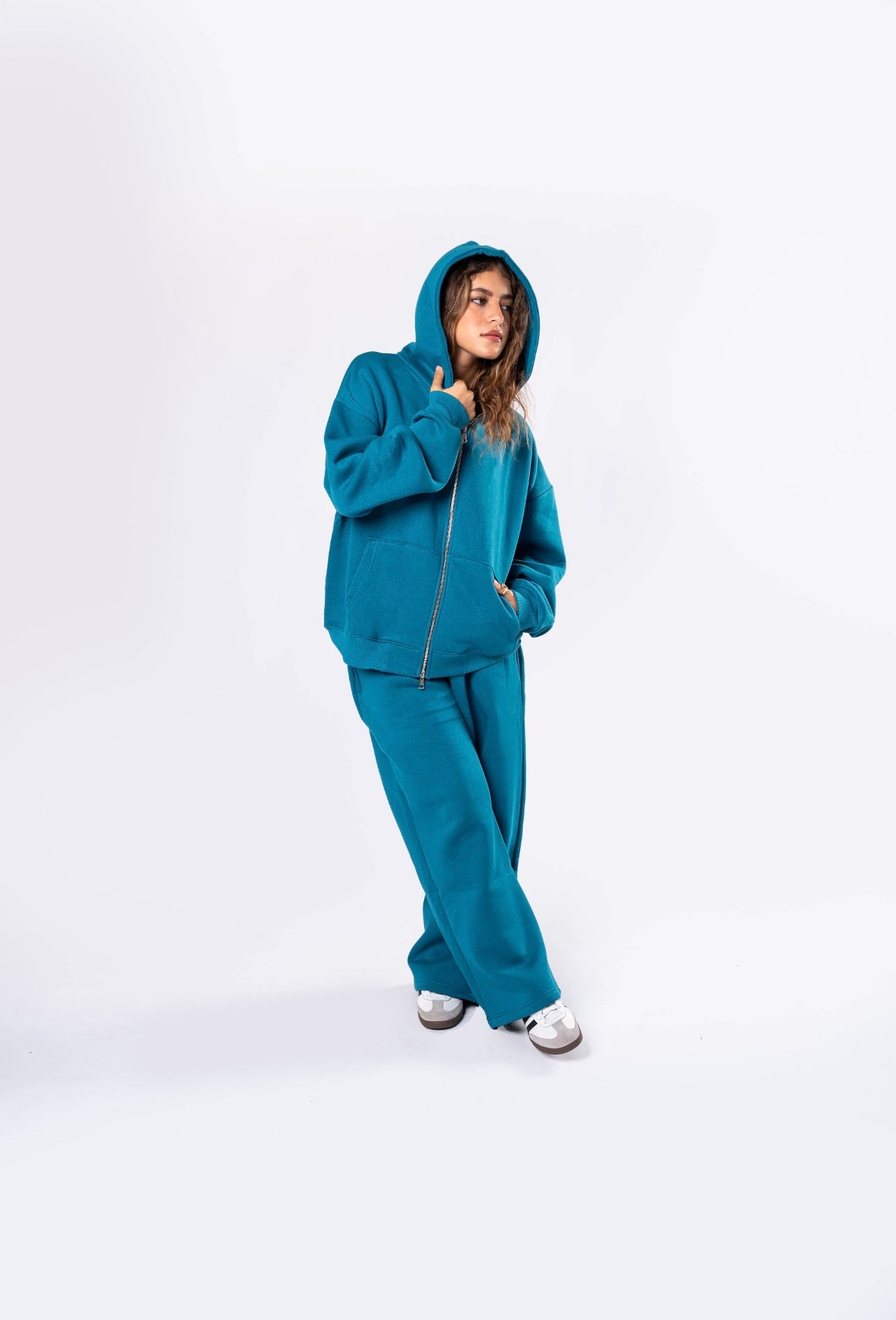 Double zipper set teal