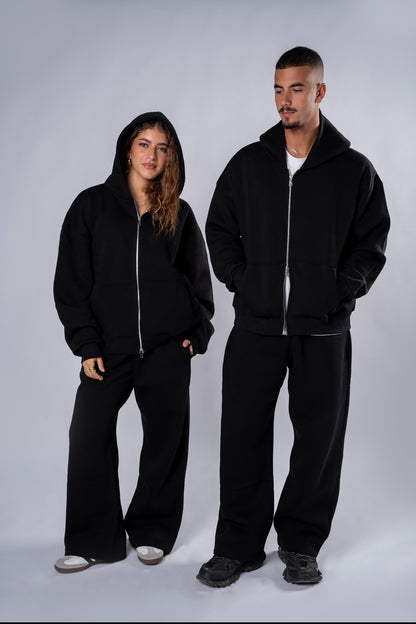 Double zipper set black