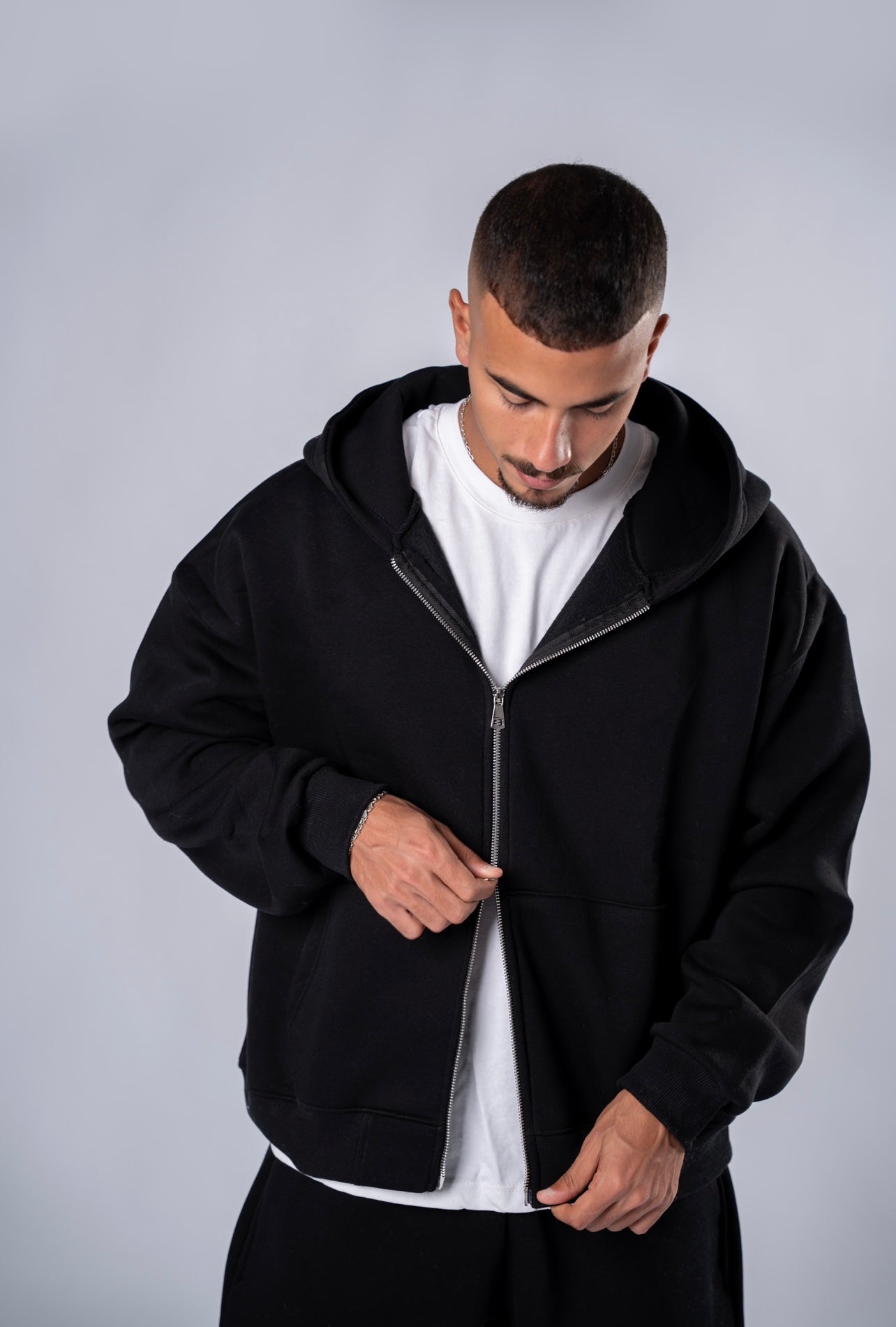 Double zipper set black