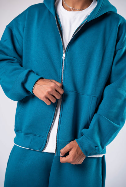 Double zipper set teal
